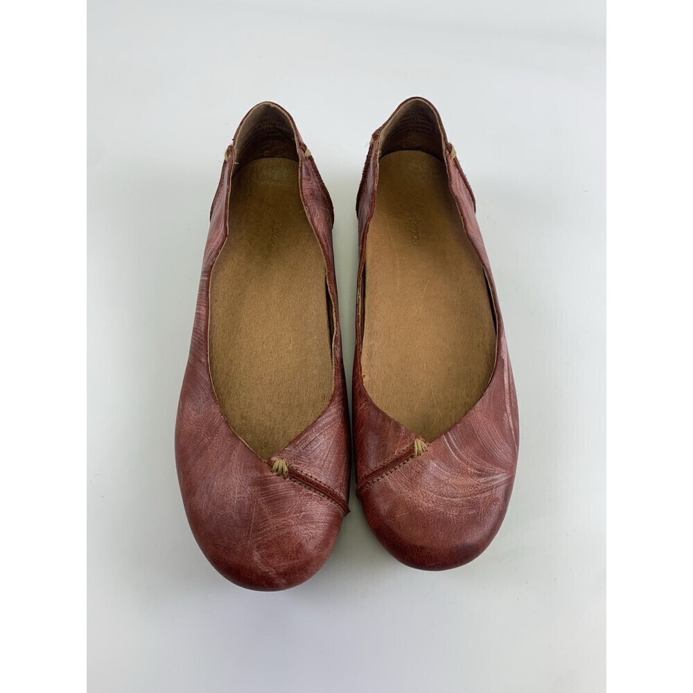 Olukai Pueo Ballent Flat Brushed Red Leather Slip On Round Toe Comfort Womens 9 - Picture 4 of 12